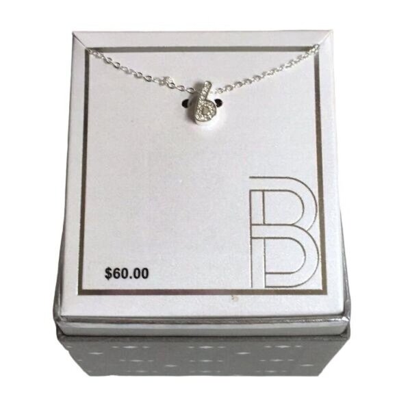 Silver-Plated CZ Initial “B” Pendant Necklace - Picture 1 of 7